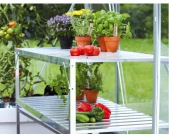 Aluminiumstafel met extra plank 52 x 120 cm.