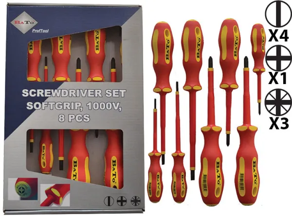 BATO Schroevendraaierset VDE 1000V sleuf/Ph/Pz 8-delig