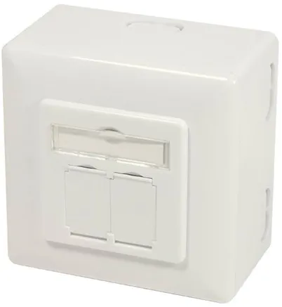 LogiLink NP0124 Cat.6A wandcontactdoos 2 x RJ45 afgeschermd met inbouwdoos zuiver wit